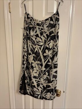 Preston & York Black Slip Skirt with White Botanical Print